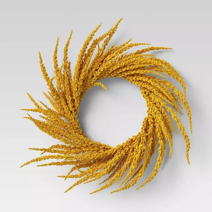20&#34; Artificial Goldenrod Wreath Yellow - Threshold&#8482; | Target