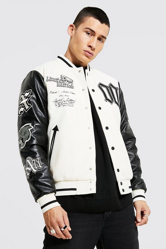 Limited Edition Broken Skull Varsity Jacket | boohooMAN (US & CA)