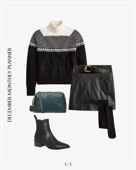 Monthly outfit planner: DECEMBER: Winter looks | fair isle sweater, leather mini skirt, belt, tights, western boot, croc handbag, Holiday party outfit, Christmas, New Years outfit

See the entire calendar on thesarahstories.com ✨ 

#LTKstyletip #LTKHoliday