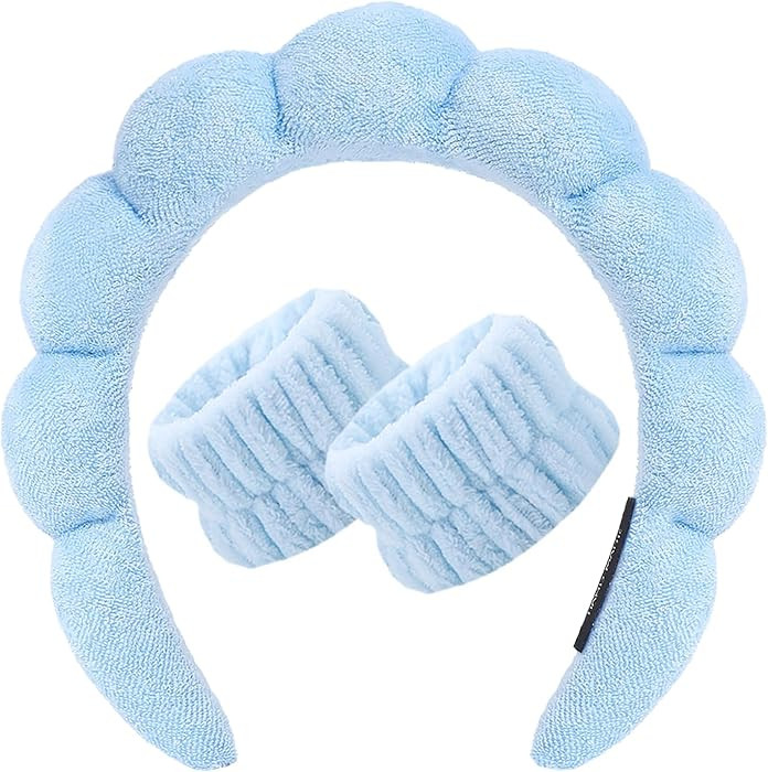 Spa Headband and Wristbands for Women Girls, Face Washing Skincare Hair Band, Terry Towel Cloth S... | Amazon (US)