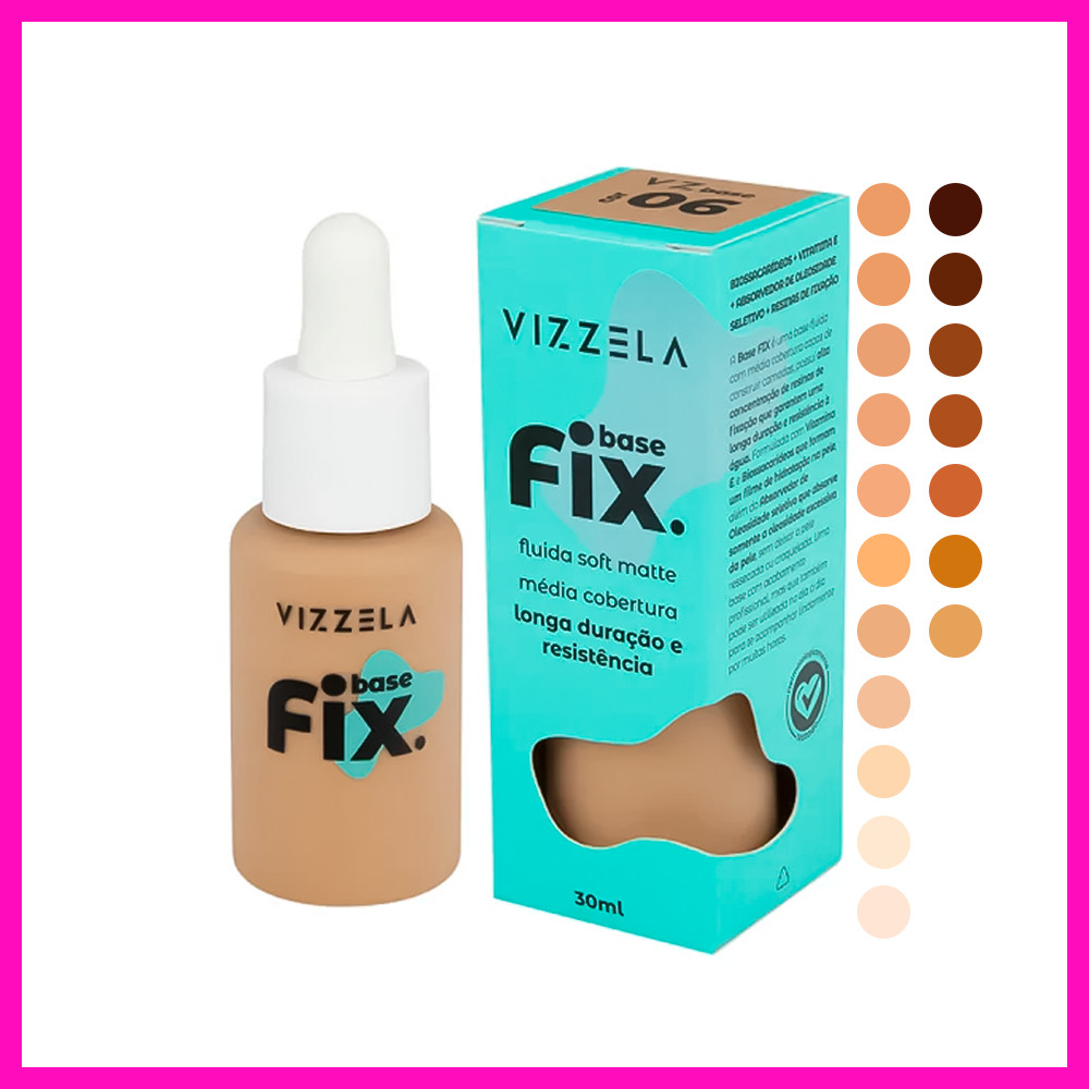 Vizzela Base Fix Líquida Média Cobertura | Shopee (BR)
