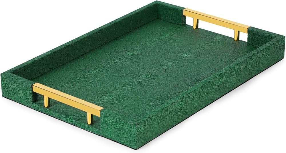 YAMILAN-Serving Tray with Handles, Modern Elegant Ottoman Tray for Living Room, Rectangular Decor... | Amazon (US)