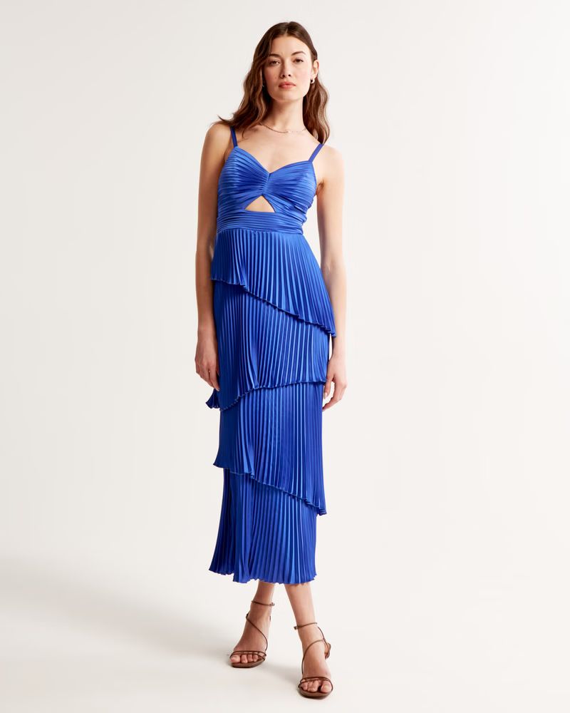 The A&F Giselle Pleated Tiered Maxi Dress | Abercrombie & Fitch (US)