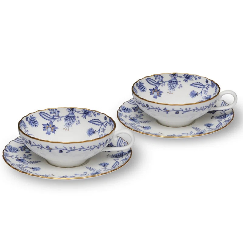Noritake Blue Sorrentino Shallow Bone China Teacup & Saucer | Wayfair Professional