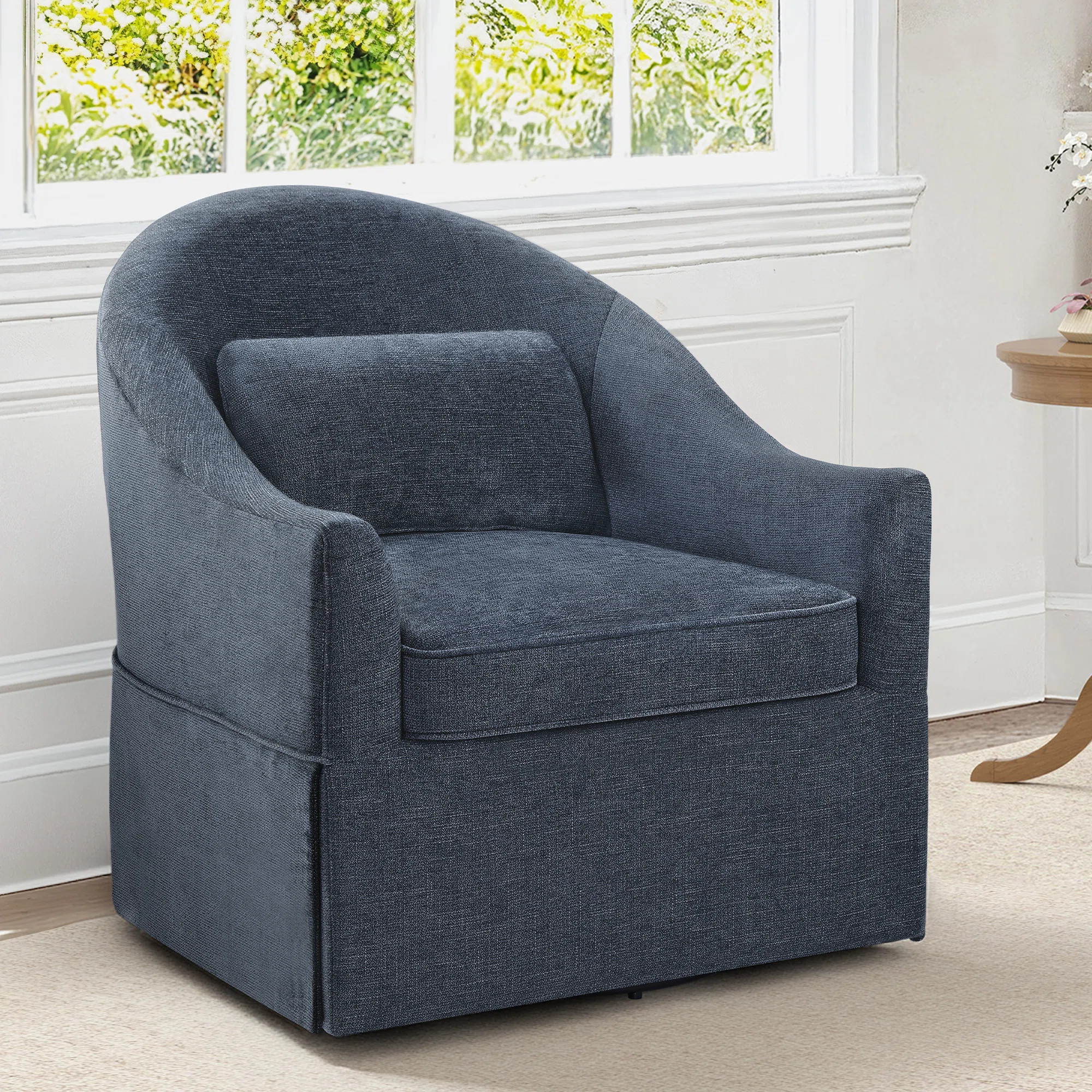 Martha 30.3 ″ Wide Upholstered Swivel Barrel Accent Chair | Wayfair North America