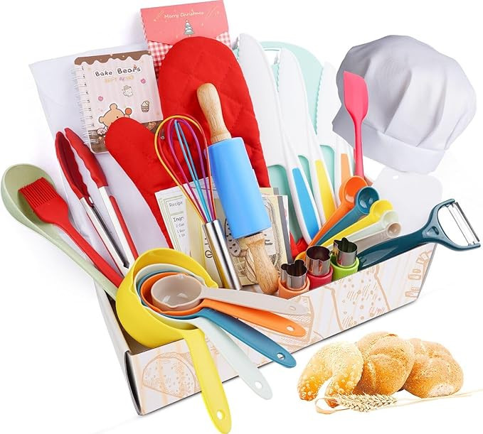 Kids Cooking & Baking Set Real Cooking Utensils Guide - Complete Cooking Supplies for The Junior ... | Amazon (US)