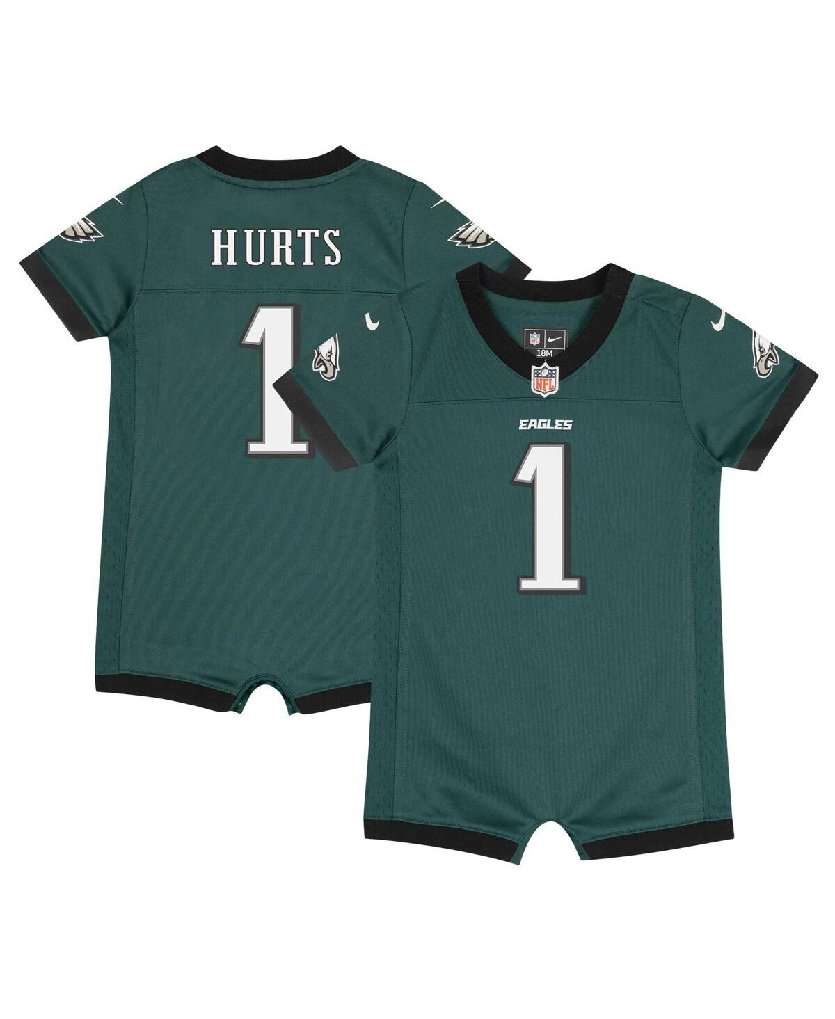 Nike Newborn and Infant Boys and Girls Jalen Hurts Midnight Philadelphia Eagles Game Romper Jersey - Green, White | Macy's