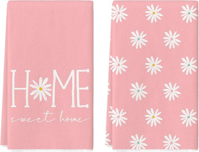 Artoid Mode Pink Home Sweet Home Flowers Spring Kitchen Towels Dish Towels, 18x26 Inch Summer Dec... | Amazon (US)