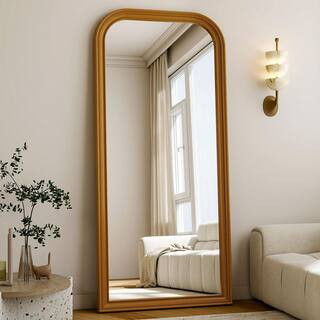 XRAMFY Antique Gold 32 in. W x 71 in. H Rectangular PU Frame Full Length Mirror Floor Mirror FMPU... | The Home Depot