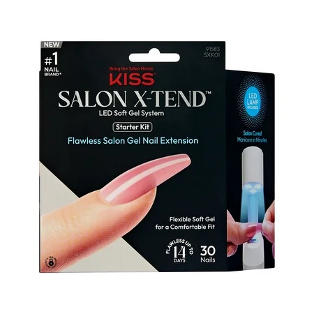 KISS Salon X-tend LED Soft Gel System Press on Nails Tone Pink Long Coffin 30 Count | Walmart (US)
