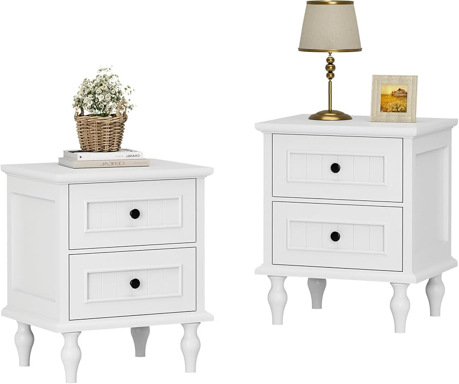 Scurrty Nightstand Set of 2, Antique Style End Table with 2 Drawers, Taller Nightstand for Bedroo... | Amazon (US)