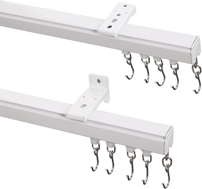 TWOPAGES Ceiling Track for Curtains, Room Divider Aluminum Metal Alloy Hooks, Small, for Spaces 3... | Amazon (US)