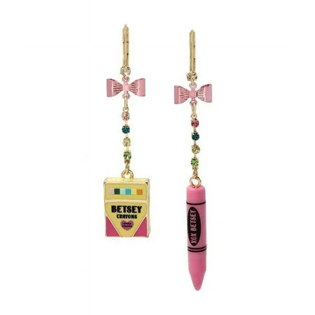 Betsey Johnson Women s Back To School Crayon Mismatch Earrings | Walmart (US)