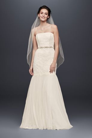 Strapless Lace Trumpet with Tulle Skirt | Davids Bridal
