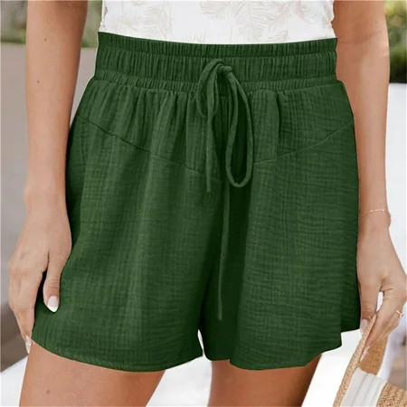 MPWEGNP Shorts for Women Womens Casual Summer Elastic Waist Comfy Drawstring Detail Beach Shorts Lounge Shorts for Women Green | Walmart (US)