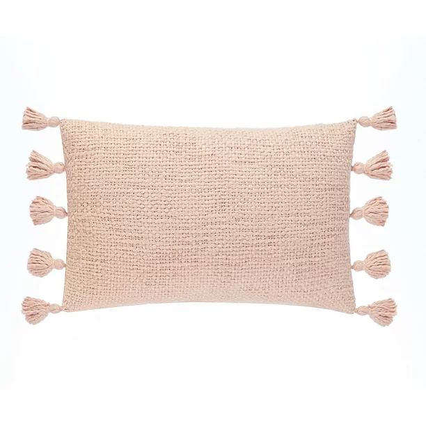 Better Homes & Garden 14" X 24" Oblong Boucle Decorative Pillow with Fringe, Blush (1 count) | Walmart (US)