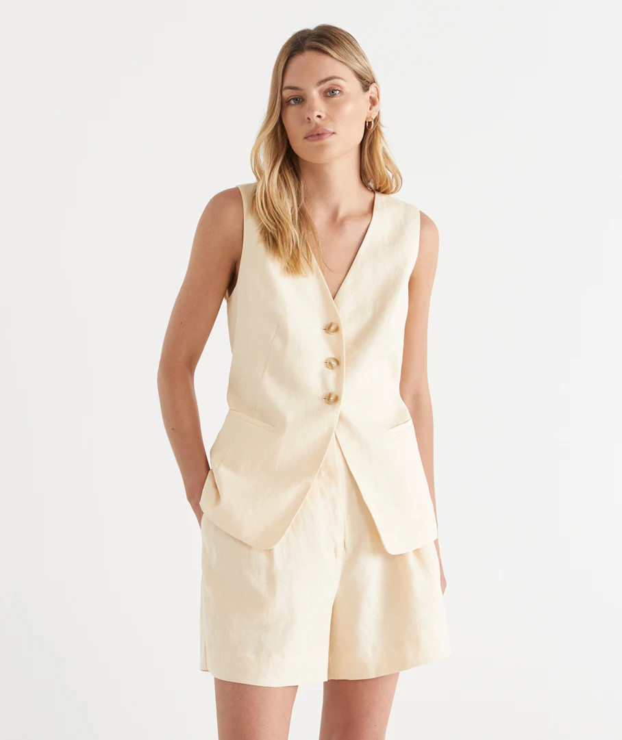V Neck Linen Vest | Sussan