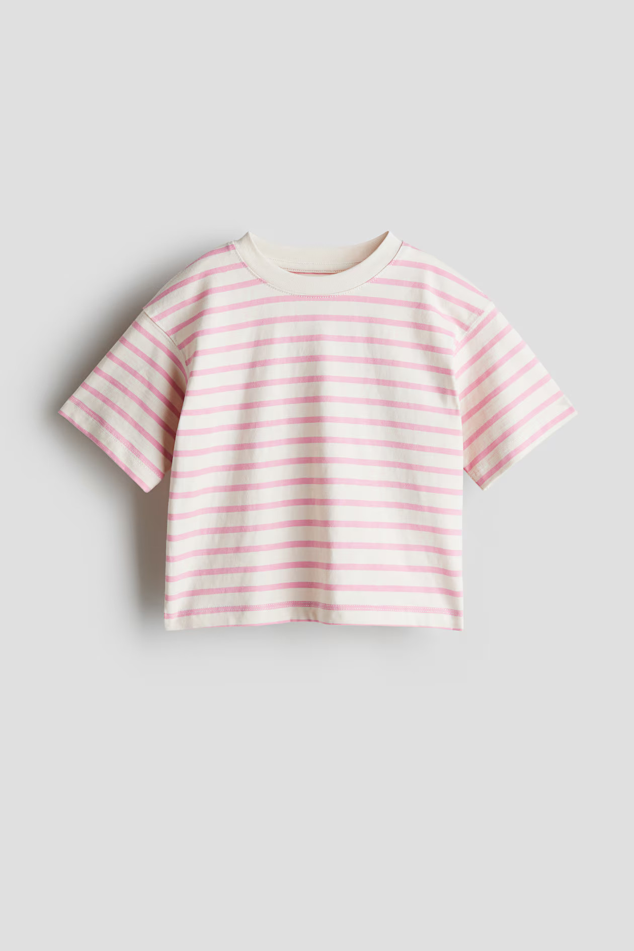 Boxy Cotton T-Shirt - Light pink/striped - Kids | H&M US | H&M (US + CA)