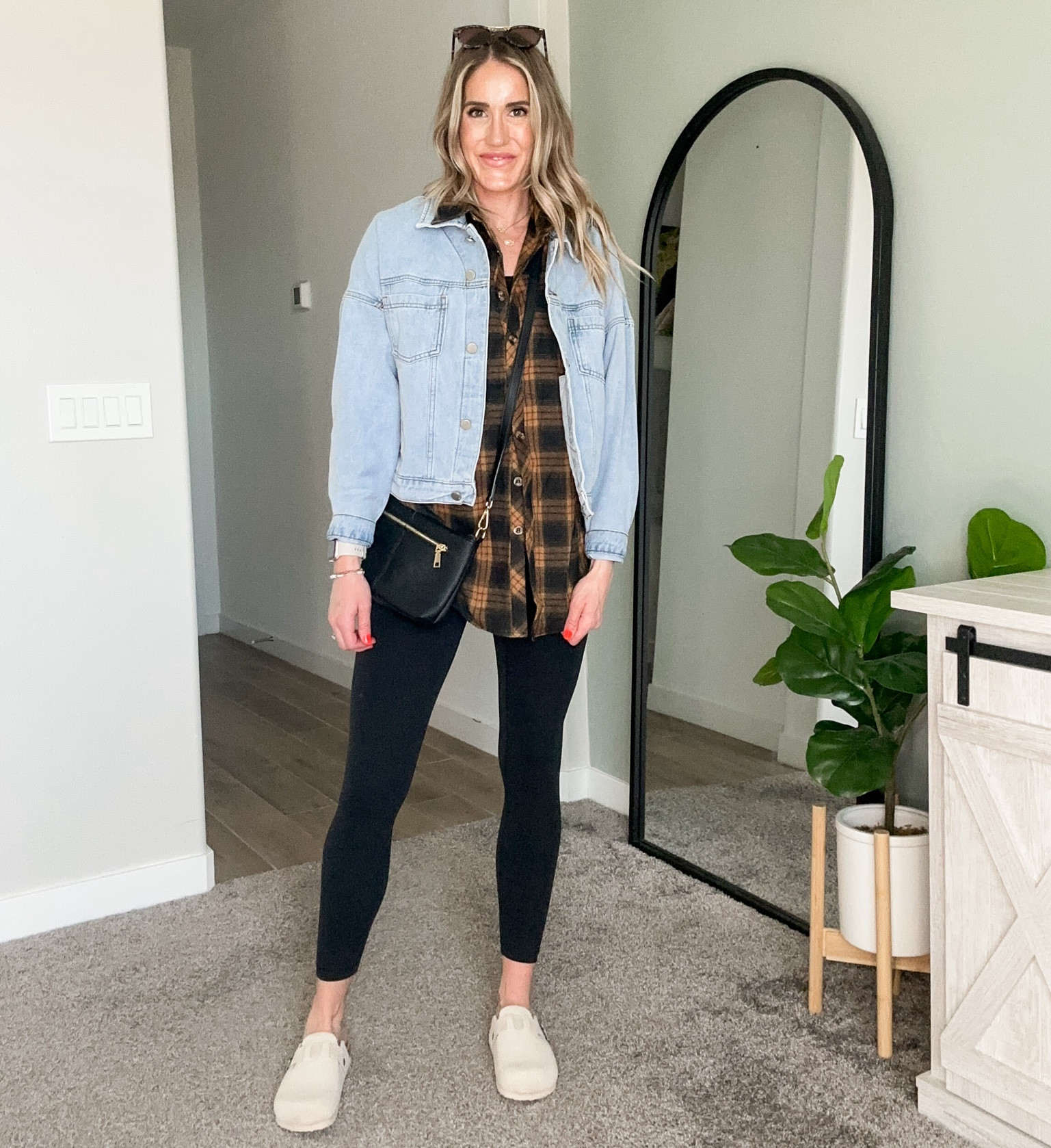 Amazon MUST HAVE Flannel, casual outfit ideas, spring outfit idea, everyday outfit, travel outfit, tunic length button up, clog shoes outfit, denim jacket outfit, mom outfit, comfy chic outfit, amazon finds, amazon must haves 

#LTKfindsunder100 #LTKstyletip #LTKfindsunder50