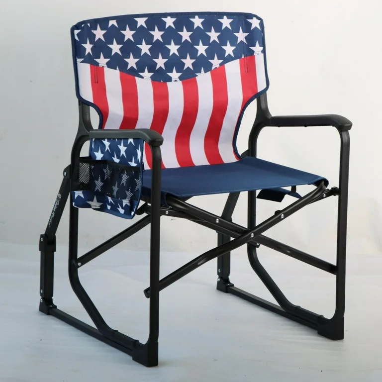 Seina Patriotic Outdoor Foldable Rocking Chair with Armrests, Cup Holder and Side Pocket, 300 lbs... | Walmart (US)