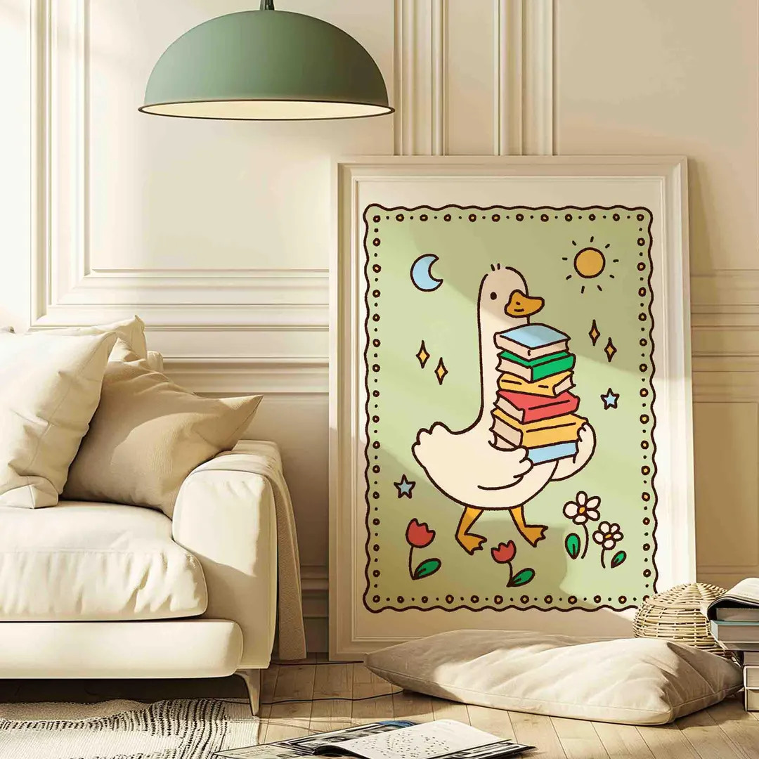 Silly Goose Reads Poster, Funny Goose, Cute Children's Room Art, Trendy Art Print, Silly Goose Fa... | Etsy (US)