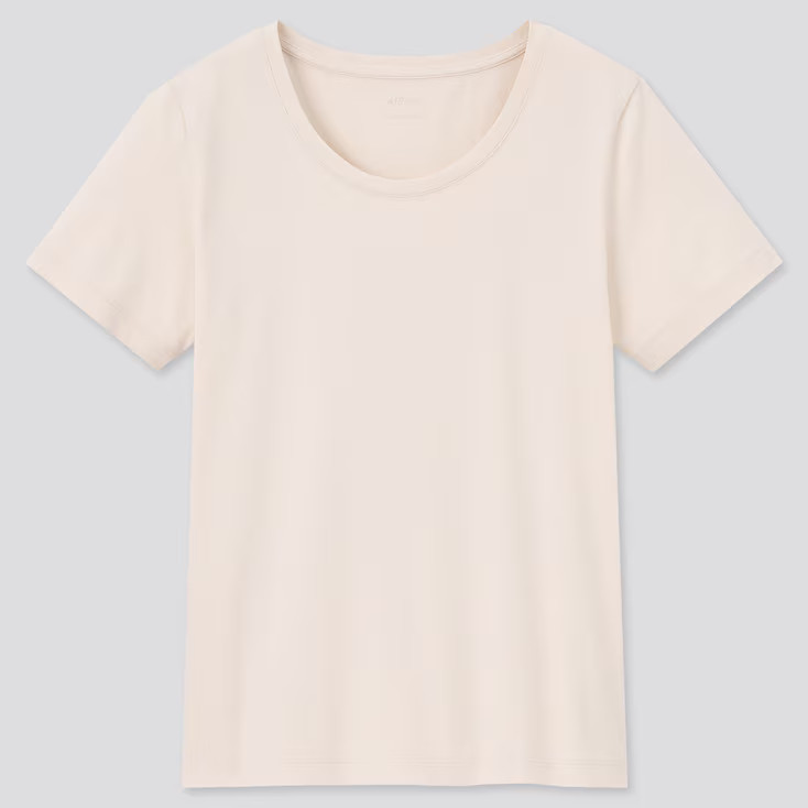 UNIQLO Women's Airism Cotton Crew Neck Short-Sleeve T-Shirt, Beige, M | UNIQLO (US)