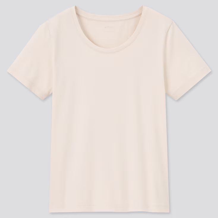 UNIQLO Women's Airism Cotton Crew Neck Short-Sleeve T-Shirt, Beige, M | UNIQLO (US)