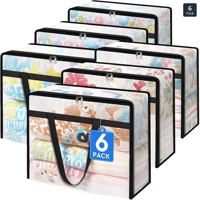 TasticTotes 6 Pack Clear Storage Bags for Comforter, Clothes & Bedding, Plastic Blanket Storage w... | Amazon (US)