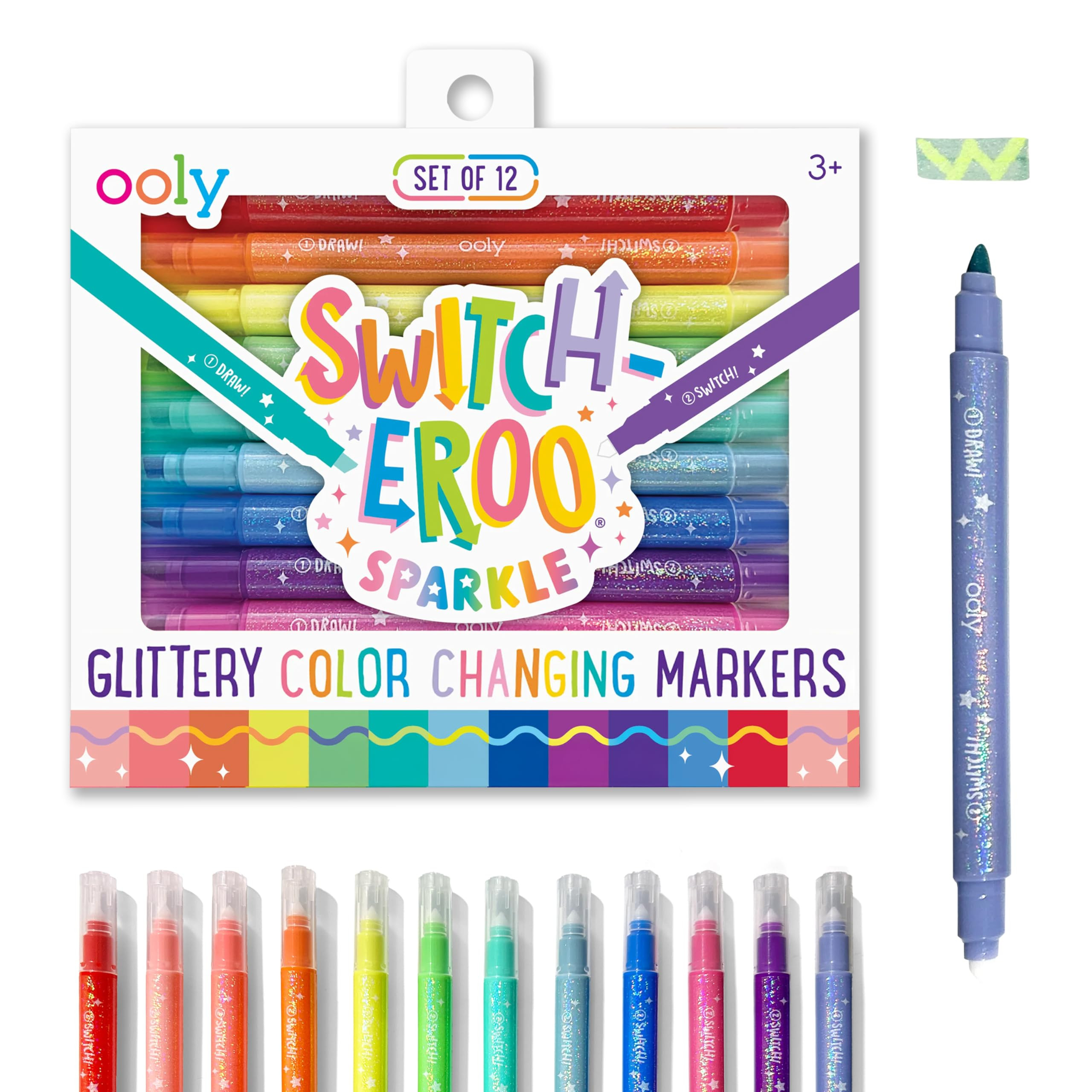 Ooly 12 Pack Sparkle Switch-eroo Color Changing Markers, Dual Tip Markers for Kids, Double Ended ... | Amazon (US)