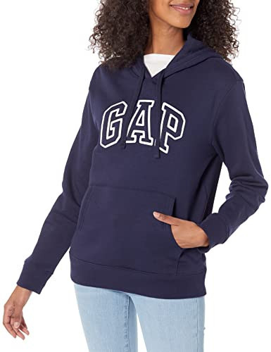 GAP womens Logo Hoodie Sweatshirt, Navy Uniform, X-Small US | Amazon (US)