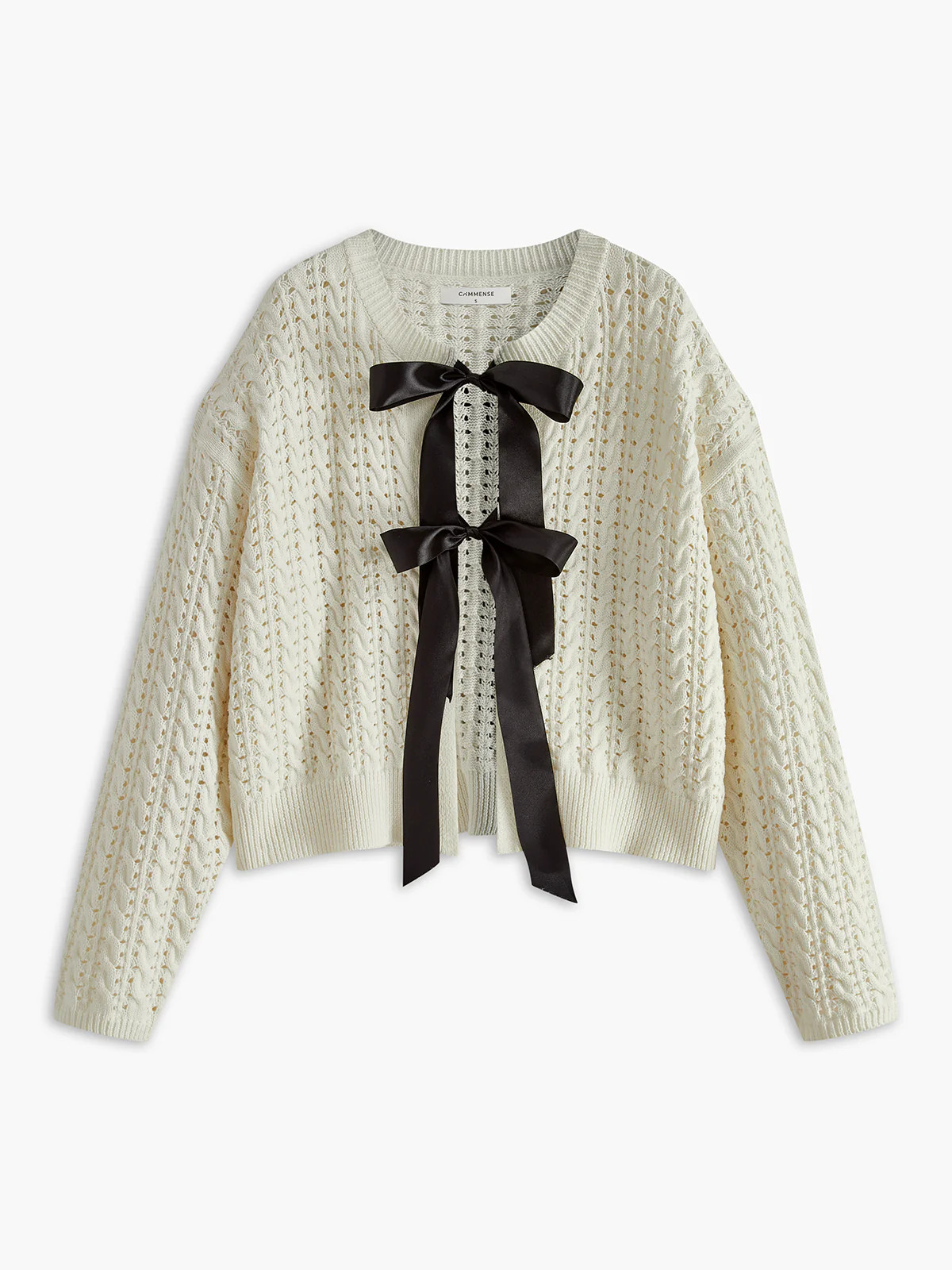 Bow Round Neck Cardigan | Commense