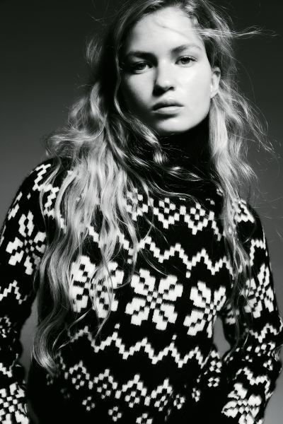 Jacquard-knit Turtleneck Sweater - Light gray melange/patterned - Ladies | H&M US | H&M (US + CA)