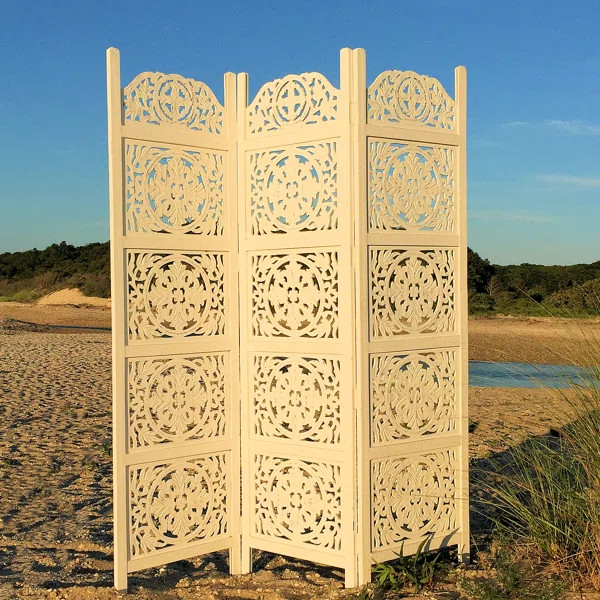 Leiding 59.1'' W x 72'' H 3 - Panel Solid Wood Folding Room Divider | Wayfair North America