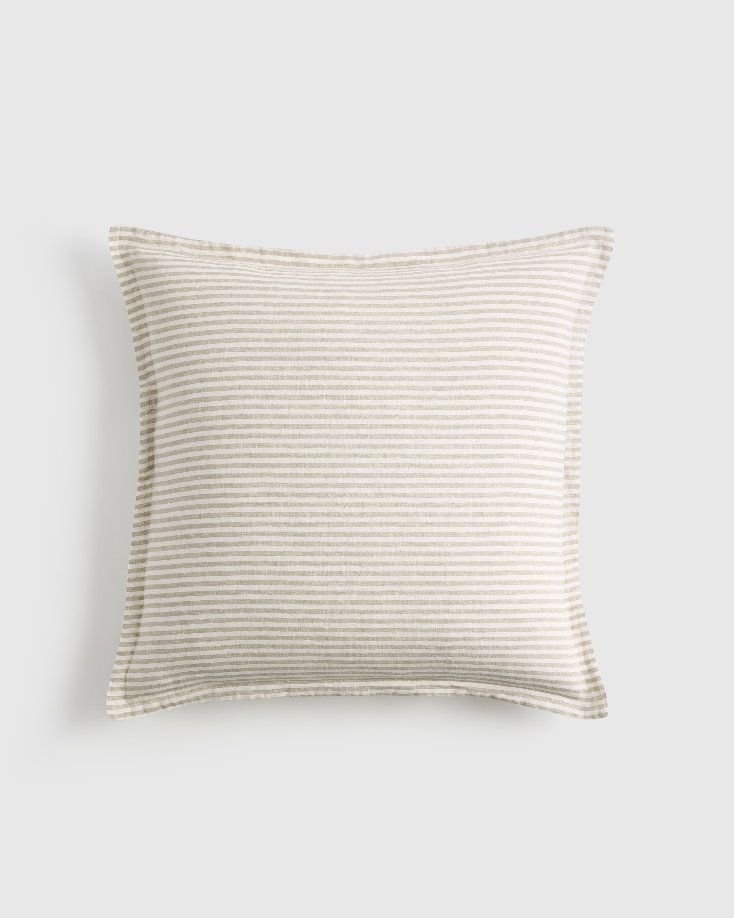 Quince | European Linen Stripe Euro Sham in Willowleaf/White Stripe, Size Euro | Quince