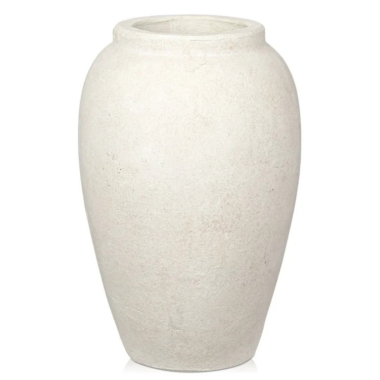10" Handmade Terracotta White Vase Vintage Rustic Stoneware Ceramic Vases with Matte Textured for... | Walmart (US)