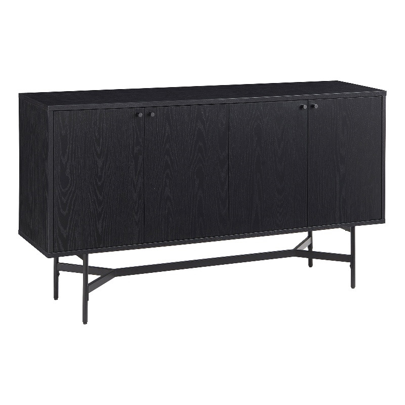 Henn&Hart 58" Black Grain MDF/Metal Buffet Table | Homesquare