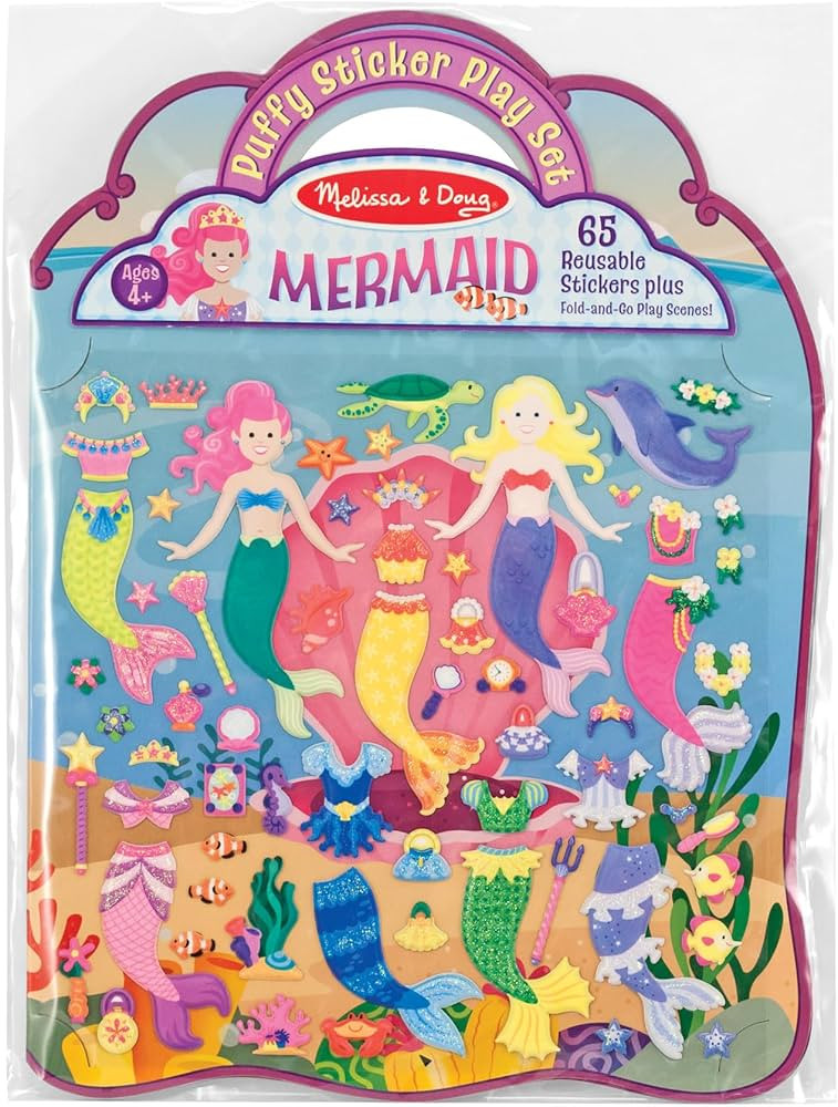 Melissa & Doug Puffy Sticker Activity Book: Mermaids - 65 Reusable Stickers - FSC Certified | Amazon (US)