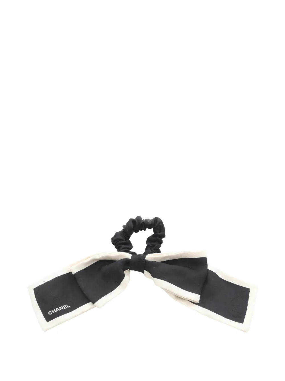 CHANEL Pre-Owned 1986-1988 Camellia ribbon scrunchie - Black | Farfetch Global