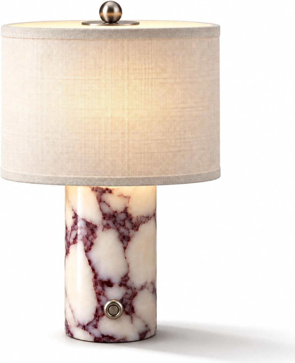 Cordless Marble Table Lamp, Calacatta Viola, White Linen Shade | Amazon (US)