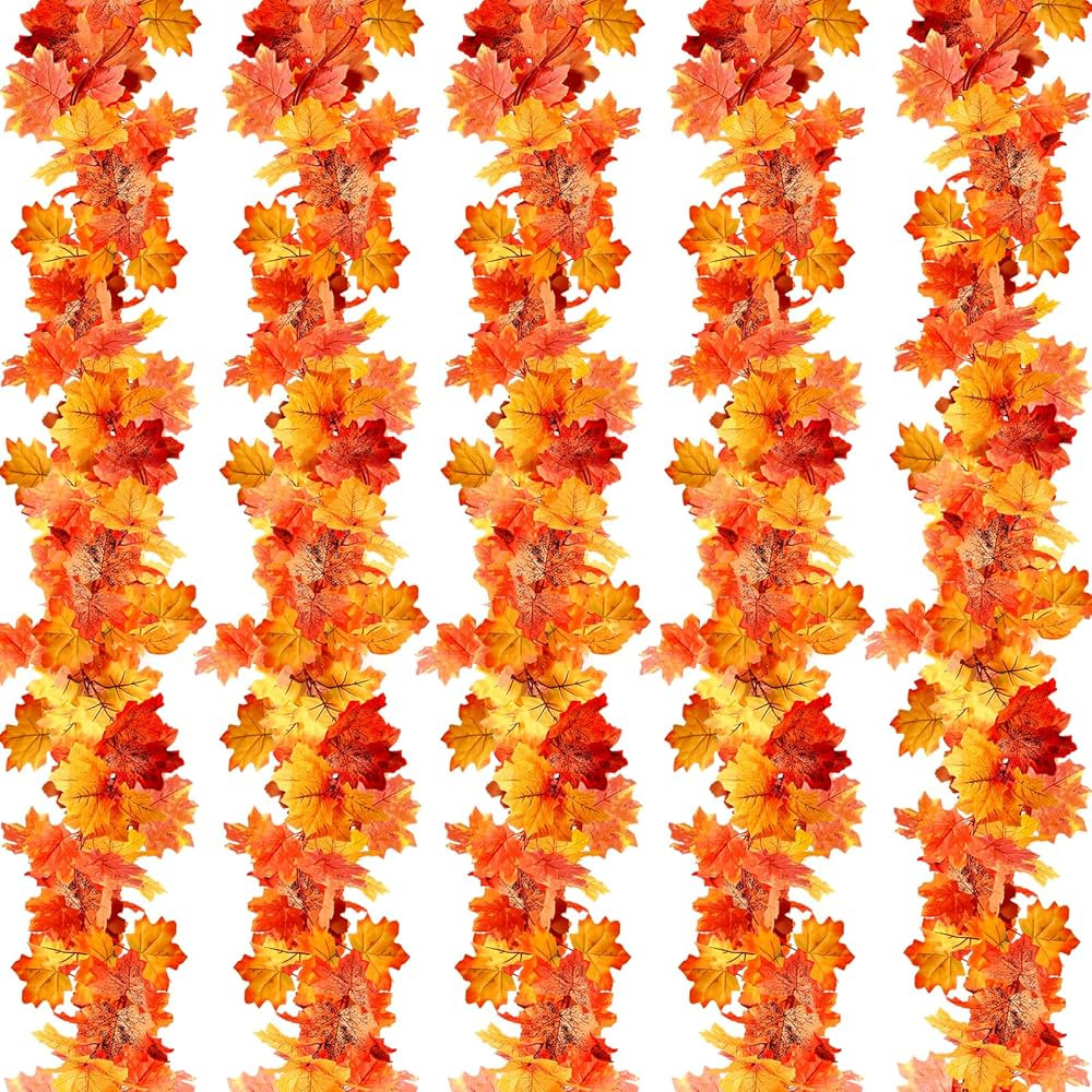 joyhalo 5 Pack Fall Garland - Fall Leaves Garland,Fall Leaf Garland,Autumn Maple Leaf Garland Han... | Amazon (US)