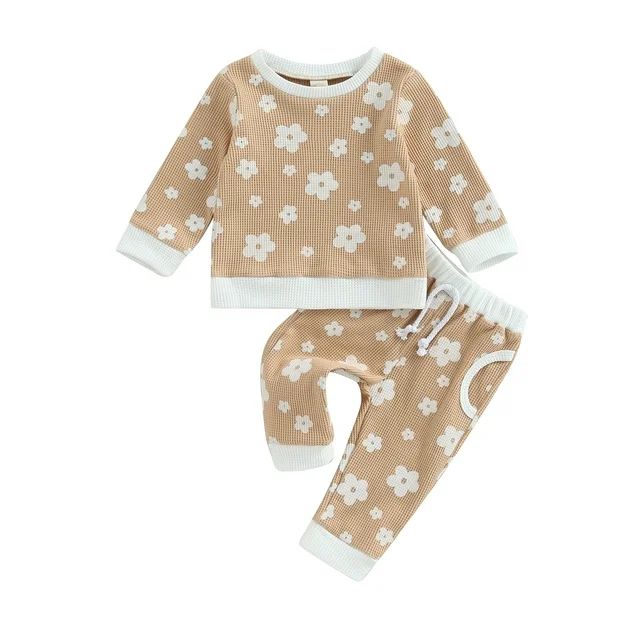 Toddler Baby Girls Fall Clothes Floral Long Sleeve Tops and Pants | Walmart (US)