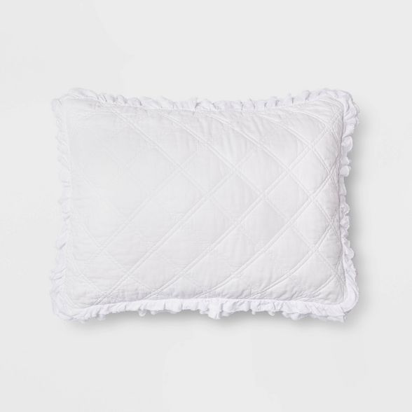 Vintage Washed Ruffle Quilted Pillow Sham - Threshold™ | Target