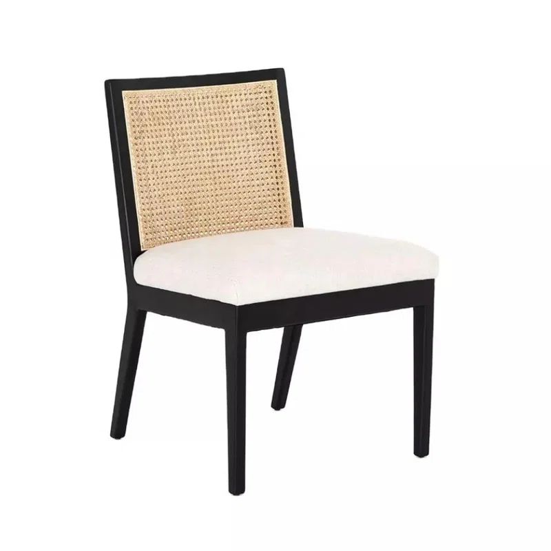 Almarina Linen Side Chair in Black/Beige/White | Wayfair North America