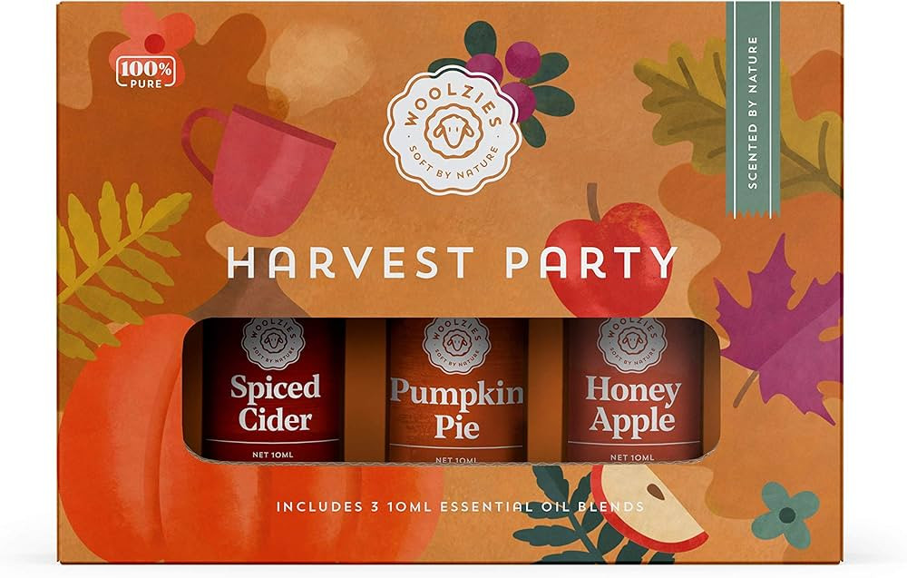 Woolzies Harvest Party Autumn Essential Oil Set of 3 Includes Spiced Cider, Pumpkin Pie, Honey Ap... | Amazon (US)
