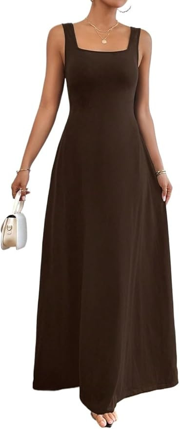 Summer Dresses for Women Boho Sleeveless Solid Color A-line Dress | Amazon (US)