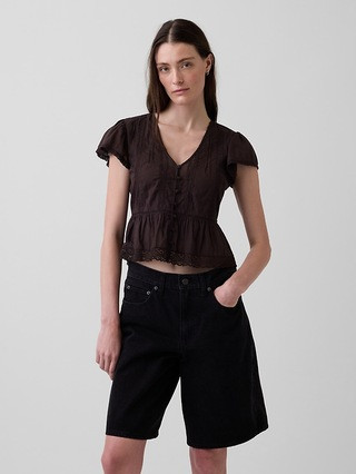 Lace Voile Peplum Crop Top | Gap (US)