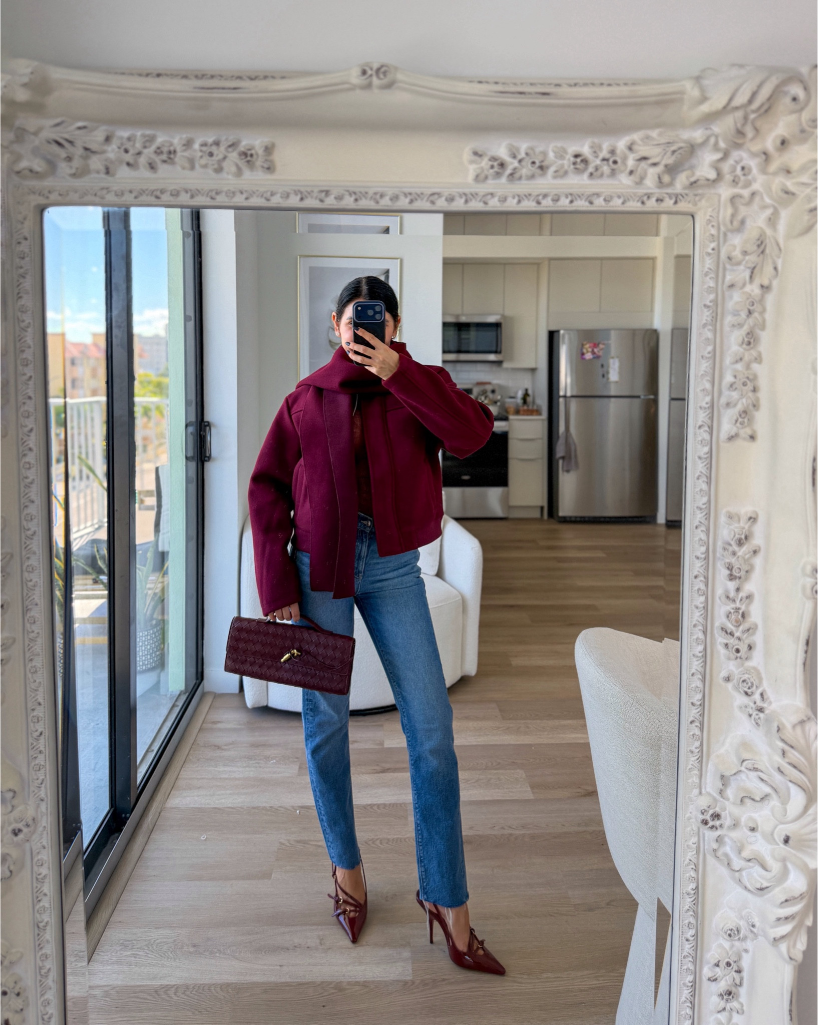 Burgundy jacket with matching scarf 

#LTKFindsUnder100 #LTKootd #LTKSeasonal