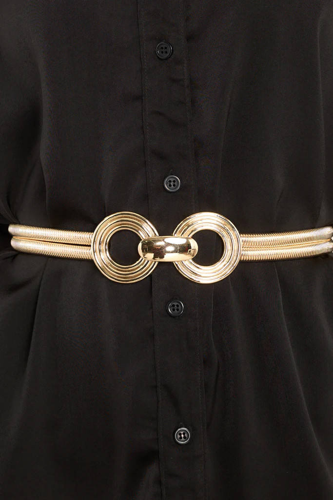 A Part Of It Gold Stretch Belt | Red Dress 