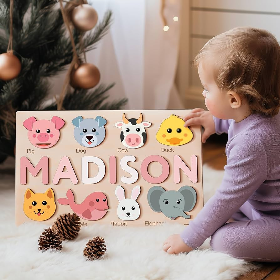Personalize Name Puzzle for Toddler with Animal, Baby Gift for Girl and Boy 0 1 2 3 Year Old, Per... | Amazon (US)