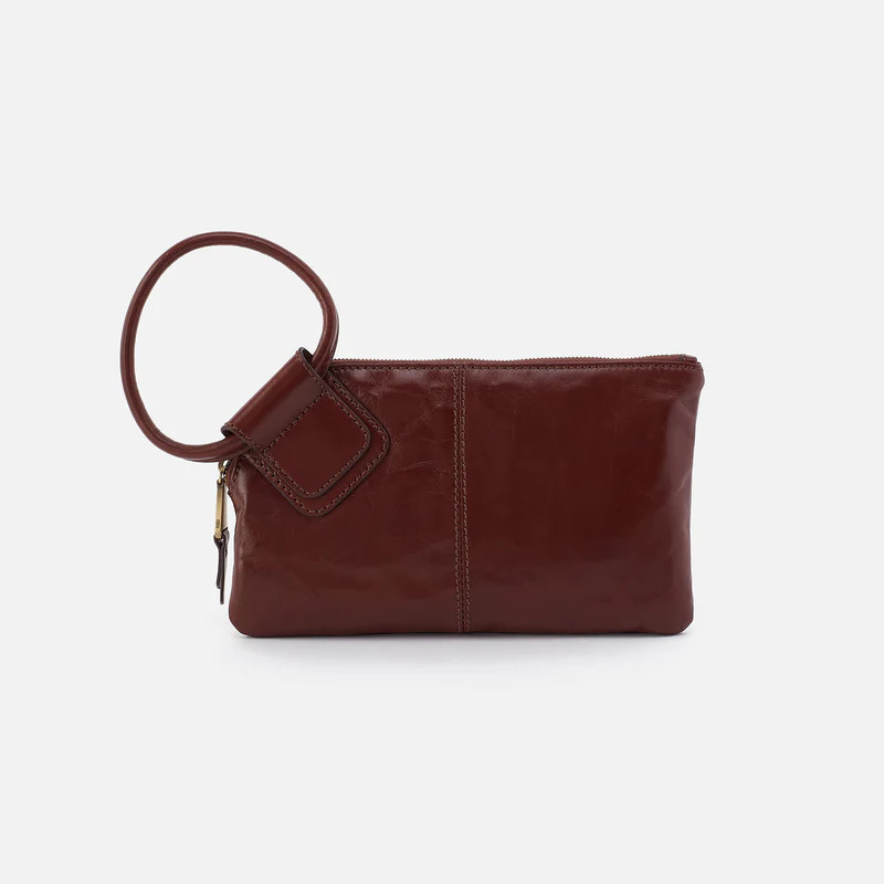 Sable Wristlet In Polished Leather - Chocolate | HOBO Bags